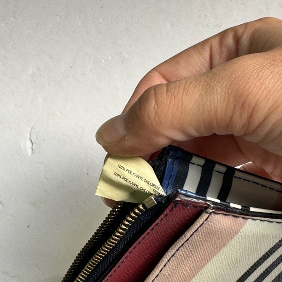 Kate Spade Laurel Way Bitsy Card Holder Zip Top w Keyring Blue Pink Stripe - Picture 10 of 10